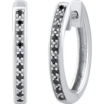 Náušnice Diamantové náušnice kruhy Deborah v bílém zlatě s černými diamanty - 0,08 ct 13 mm DNN3685EGWB