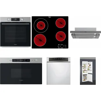 Set domácích spotřebičů WHIRLPOOL OMK58CU1SX + WHIRLPOOL AKT 8130/NE + WHIRLPOOL AKR 749/1 IX + WHIRLPOOL MBNA910X + WHIRLPOOL WBC 3C34 PF X + WHIRLPOOL ART 66112