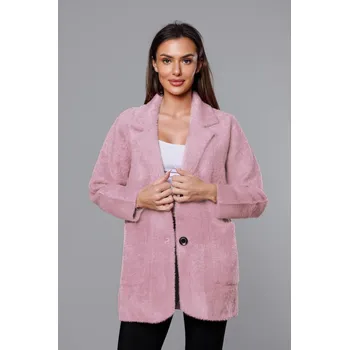 Krátký vlněný přehoz přes obleční typu alpaka v bledě růžové barvě (7108-1) odstíny růžové uni velikost