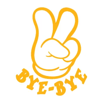 Polep vozidla SAMOLEPKA Bye Bye 001 pravá ujedu ti (21 - světle oranžová) NA AUTO, NÁLEPKA, FÓLIE, POLEP, TUNING, VLASTNÍ TEXT, TISK, AUTOSAMOLEPKY.cz, POLEPY, OBRÁZEK, LOGO, SAMOLEPKY