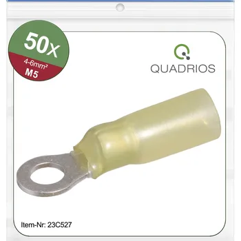 Kabelové oko Quadrios 23C527 kulaté kabelové oko Průřez (max.)=6 mm² Ø otvoru=5.3 mm částečná izolace žlutá 50 ks