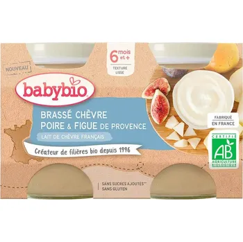 Dětská výživa BABYBIO Brassé z kozího mléka hruška fík 2x130&nbsp;g
