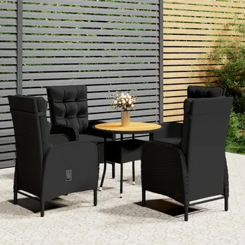 Petrashop 5dílný zahradní bistro set polyratan černý Černý3058553