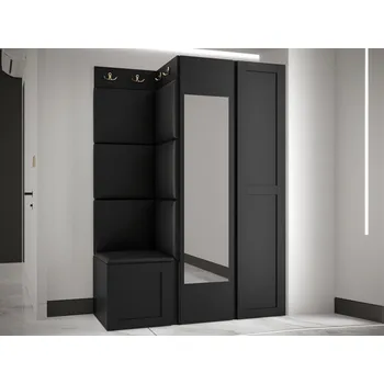 Předsíňová stěna Předsíňová sestava Terospito XXIV, Barva: černá, Barva látek:: ekokůže Soft 011 (černá) MIRJAN 5903211220333