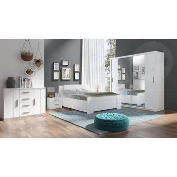 Ložnice Kler VIII, Barva: bíla / bíla + ekokůže Soft Pik 017 MIRJAN 5902928534221