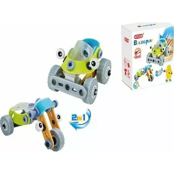 ostatní stavebnice Stavebnice 2v1 auto velká kola/tříkolka šroubovací 53 dílků v krabičce