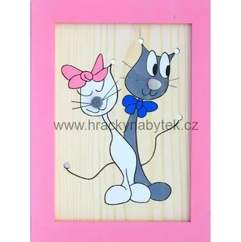 Ručně malovaný dřevěný obrázek č. 106 Kočky 25 x 33 cm