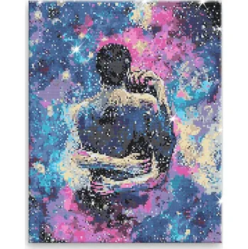 Diamantové malování Diamantové malování - Milostný pár ve hvězdách - 40x50 cm, bez dřevěného rámu - CZ výroba