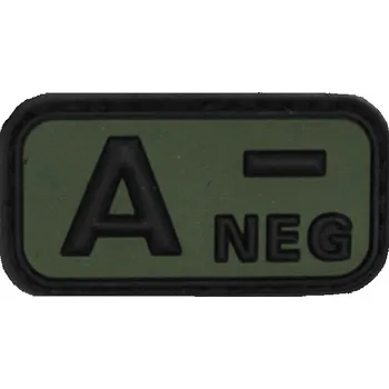 Nášivka WARAGOD nášivka krevní skupina 3D A negativní černá 5x2,5cm