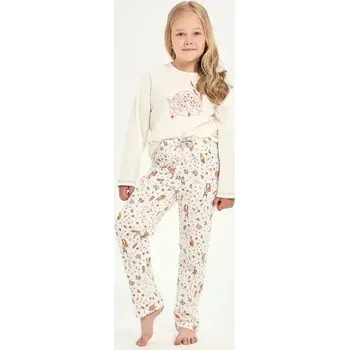 Dívčí pyžamo Taro, dětské pyžamo 3033-Nell, dlouhý rukáv, světle žlutá, vel. 128
