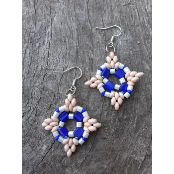 Náušnice náušnice čtverce v modré