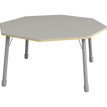 Psací stůl Výškově stavitelný stůl osmiúhelník - Šedá 1-3