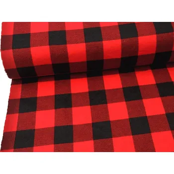 Mirtex Látka FLANEL 165/K3 Kostky velké černo-červené šíře 150cm Velkoobchod Ceník: VELKOOBCHOD: po celých rolích, bez odvíjení