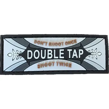 Nášivka WARAGOD nášivka Double Tap Don't Shoot Once Shoot Twice PVC Patch Gray