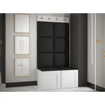 Předsíňová stěna Předsíňová sestava Terospito IV, Barva: bílá, Barva látek:: ekokůže Soft 011 (černá) MIRJAN 5903211219368