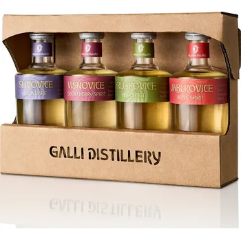 Pálenka GALLI DISTILLERY Degustační sada ovocných destilátů z dubových sudů 4x 50 ml