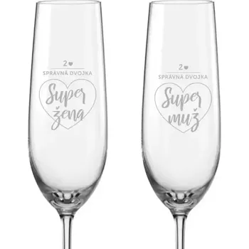 Sklenice Svatební skleničky na sekt "Správná dvojka, 2 ks
