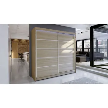 Šatní skříň Posuvná skříň Bar IV, Barva: sonoma, Osvětlení: osvětlení LED RGB - barevné MIRJAN 5902928759884