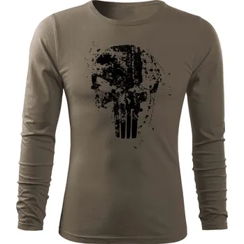 DRAGOWA Fit-T tričko s dlouhým rukávem Frank The Punisher, olivová 160g/m2