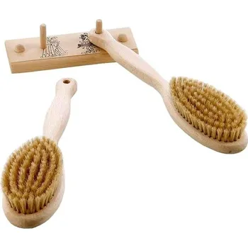 Koupelový kartáč ELIGA Kartáč na tělo do sauny - 2 ks, s věšákem, buk