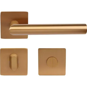 Dveřní kování Richter Czech Nerezové kování na čtvercových, magnetických rozetách s vratnou pružinou klik RK.CML-FORM.WC.MD