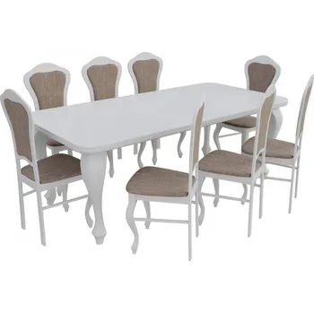 Jídelní set Jídelní set pro 8 osob - RK009, Barva dřeva: bílá, Potah: Lawa 02 MIRJAN 5902928429251
