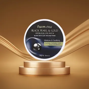 Péče o oční okolí Farm Stay - Black Pearl Gold Hydrogel Eye Patch - Hydrogelové polštářky pod oči černou perlou - 60 ks/ 90 g