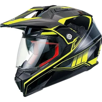 Helma na motorku MAXX - FS 606 Enduro se sluneční clonou černo-zelená reflexní XL