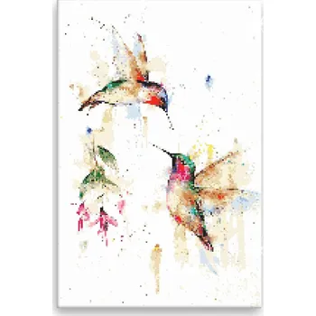 Diamantové malování Diamantové malování - Dva kolibříci - 40x60 cm, bez dřevěného rámu - CZ výroba