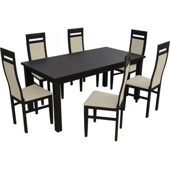 Nábytek Jídelní set pro 6 osob - RK024, Barva dřeva: wenge, Potah: ekokůže Soft 018 MIRJAN 5902928438758