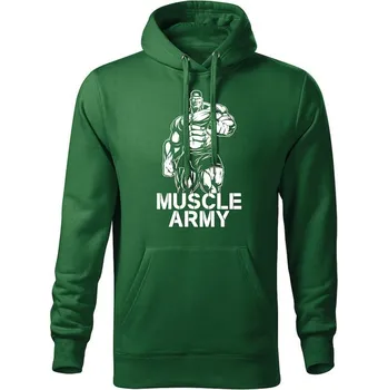 Pánská mikina DRAGOWA pánská mikina s kapucí muscle army man, zelená 320g / m2