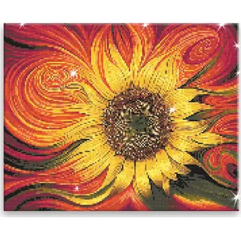 Diamantové malování Diamantové malování - Žluto rudá slunečnice - 50x40 cm, plátno vypnuté na rám - CZ výroba
