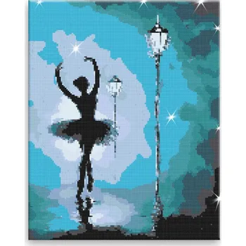 Diamantové malování Diamantové malování - Baletka pod lampou - 40x50 cm, bez dřevěného rámu - CZ výroba