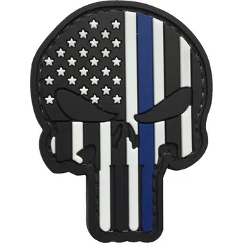 Nášivka WARAGOD Nášivka 3D US Patriot Punisher blue line 7.5x5cm
