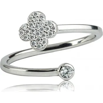 Prsten Luxur, Originální prsten Spiral, bílé zlato se zirkony, vel.: 50, ø15,9 mm, 1460596-0-50-1