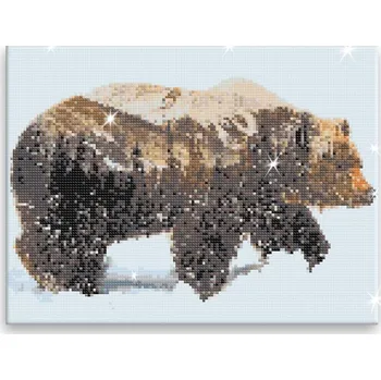 Diamantové malování Diamantové malování - Les a medvěd - 40x30 cm, bez dřevěného rámu - CZ výroba