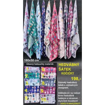 Šátek HEDVÁBNÝ ŠÁTEK - kočičky - 3