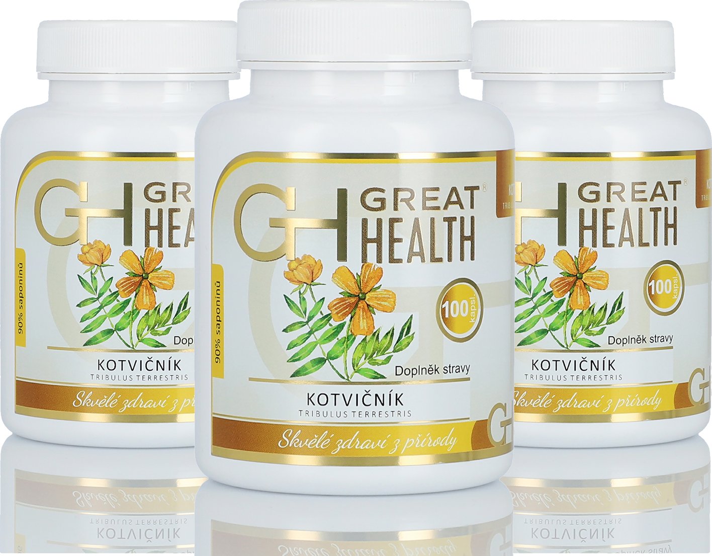 Kotvičník zemní Great Health (90% saponinů) 2+1, 300 tobolek