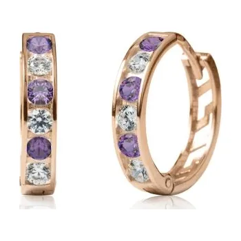 Náušnice Couple, Dívčí kruhové náušnice Elaxi II, růžové zlato s fialovými zirkony, 585-66-3-0364.4C00.0.11.105.61