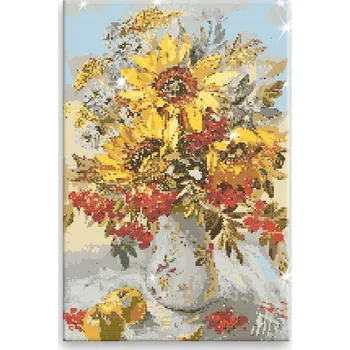 Diamantové malování Diamantové malování - Podzimní váza - 40x60 cm, bez dřevěného rámu - CZ výroba