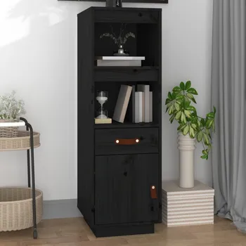 přebalovací pult a komoda Petrashop Skříň highboard černá 34x40x108,5 cm masivní borové dřevo Černý820156