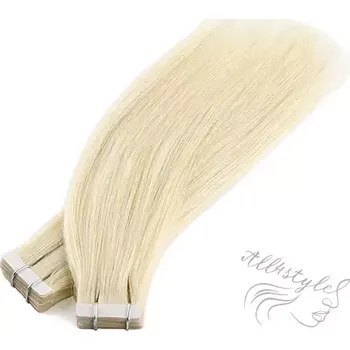 Příčesek Vlasové PU pásky tape in na prodlužování vlasů 50cm 60 - platina