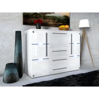 Ložnice Komoda Brita, Barva korpusu: bílá, Barva dvířek: bílá lesk, Barva šuplíků: bílá lesk MIRJAN 5902928083194