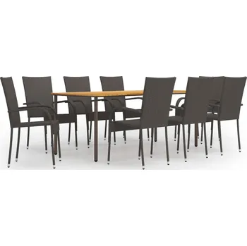 Petrashop 9dílný zahradní jídelní set polyratan hnědý Hnědá3072504