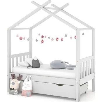 Dětská postýlka Petrashop Rám dětské postele se zásuvkou bílý masivní borovice 70x140 cm Bílá322148