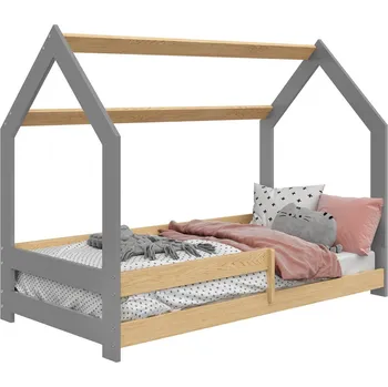 Šatní skříň ImportWorld Dětská postel Domek 80x160 cm D5 + rošt a matrace ZDARMA - šedá / dub sonoma