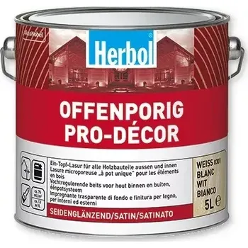 Lak na dřevo 0,75 l Herbol Offenporig Pro-Décor - lazura, borovice (Lazurovací lak na dřevo s UV filtrem pro vnitřní i vnější použití)