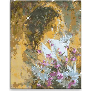 Diamantové malování Diamantové malování - Kytka z lásky - 40x50 cm, bez dřevěného rámu - CZ výroba