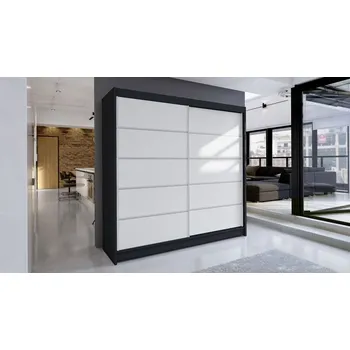 Šatní skříň Posuvná skříň Bar IV, Barva: černá / bílá, Osvětlení: bez osvětlení MIRJAN 5902928723960