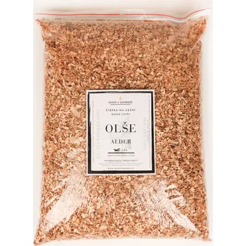 Štěpka na uzení OHENVZAHRADE.CZ Prvotřídní dřevní štěpka 3-8 mm olše - 2 kg